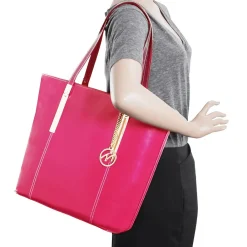 CRISTINA Fuchsia Genuine Leather Tote with Tablet Pocket, Large (97543)<McKlein Discount