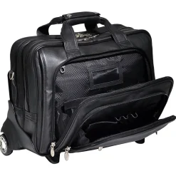 I Series Laptop Rolling Briefcase, Black Leather (43185)<McKlein Outlet