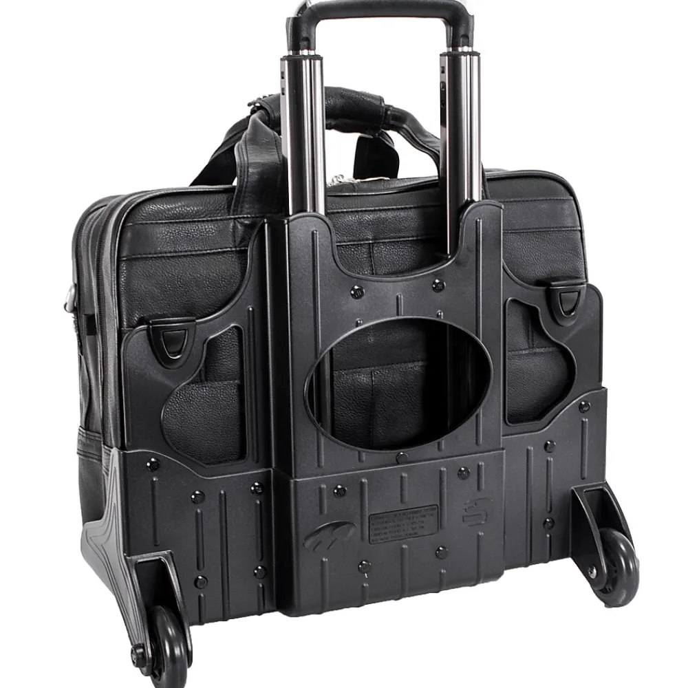 I Series Laptop Rolling Briefcase, Black Leather (43185)<McKlein Outlet