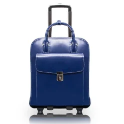 LA GRANGE W Series Laptop Rolling Briefcase, Navy Genuine Leather (96497)<McKlein Online
