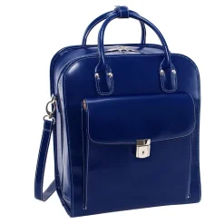 LA GRANGE W Series Laptop Rolling Briefcase, Navy Genuine Leather (96497)<McKlein Online