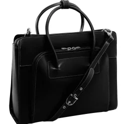 Lake Forest Ladies' Laptop Briefcase, Top Grain Cowhide Leather, Black (94335)<McKlein Discount