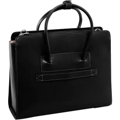 Lake Forest Ladies' Laptop Briefcase, Top Grain Cowhide Leather, Black (94335)<McKlein Discount