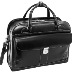 Lakewood, Checkpoint-Friendly Detachable Wheeled Laptop Briefcase, Top Grain Cowhide Leather, Black (96615)<McKlein Hot