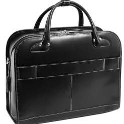 Lakewood, Checkpoint-Friendly Detachable Wheeled Laptop Briefcase, Top Grain Cowhide Leather, Black (96615)<McKlein Hot