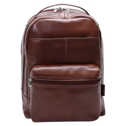 McKlein Leather Dual Compartment Laptop Backpack, Parker, Pebble Grain Calfskin Leather, Brown (88554)