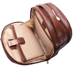 McKlein Leather Dual Compartment Laptop Backpack, Parker, Pebble Grain Calfskin Leather, Brown (88554)