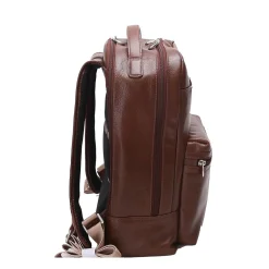 McKlein Leather Dual Compartment Laptop Backpack, Parker, Pebble Grain Calfskin Leather, Brown (88554)