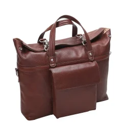 Leather Roll Top Laptop Briefcase, Edgefield, Pebble Grain Calfskin Leather, Brown (88754)<McKlein Discount