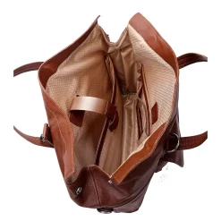 Leather Roll Top Laptop Briefcase, Edgefield, Pebble Grain Calfskin Leather, Brown (88754)<McKlein Discount