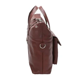 Leather Roll Top Laptop Briefcase, Edgefield, Pebble Grain Calfskin Leather, Brown (88754)<McKlein Discount