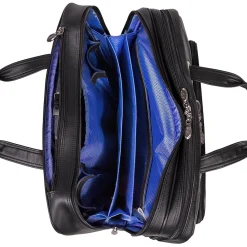 Limited Edition Laptop Rolling Briefcase, Black Leather (80505C)<McKlein
