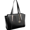 M Series, ALDORA, Genuine Cowhide Leather, Ladies' Tote with Tablet Pocket, Black (97505)<McKlein New