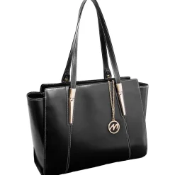 M Series, ALDORA, Genuine Cowhide Leather, Ladies' Tote with Tablet Pocket, Black (97505)<McKlein New