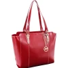 M Series ALICIA Genuine Leather Ladies' Tote with Tablet Pocket, Red (97516)<McKlein