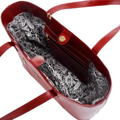 M Series, ALYSON, Genuine Cowhide Leather, Ladies' Tote with Tablet Pocket, Red (97536)<McKlein Discount