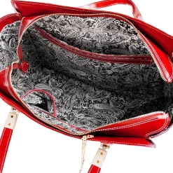 M Series Cristina Red Leather Tote with Tablet Pocket (97546)<McKlein Sale