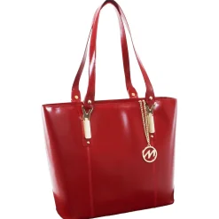 M Series, SAVARNA, Genuine Cowhide Leather, Ladies' Tote with Tablet Pocket, Red (97576)<McKlein Hot