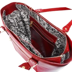M Series, SAVARNA, Genuine Cowhide Leather, Ladies' Tote with Tablet Pocket, Red (97576)<McKlein Hot