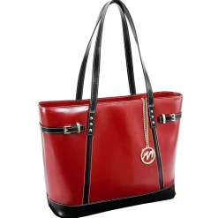 M Series Serafina Red Leather Tote with Tablet Pocket (97566)<McKlein Hot