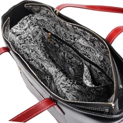 M Series Serafina Black Leather Tote with Tablet Pocket (97565)<McKlein Online