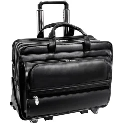 P Series Laptop Briefcase, Black Leather (86445)<McKlein