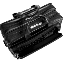 P Series Laptop Briefcase, Black Leather (86445)<McKlein