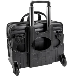 P Series Laptop Briefcase, Black Leather (86445)<McKlein