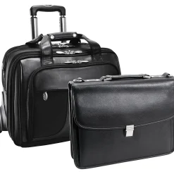 R Series, CHICAGO, Nylon, Patented Detachable Wheeled Laptop Overnight w/Removable Briefcase, Black (73585)<McKlein Best