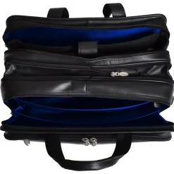 R Series Laptop Briefcase, Black Leather (83985)<McKlein