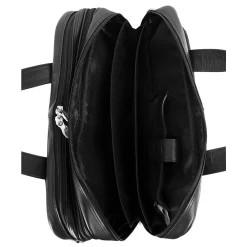 R Series, PEARSON, Top Grain Cowhide Leather,Expandable Double Compartment Laptop Briefcase, Black (84565)<McKlein Hot