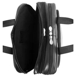 R Series, PEARSON, Top Grain Cowhide Leather,Expandable Double Compartment Laptop Briefcase, Black (84565)<McKlein Hot