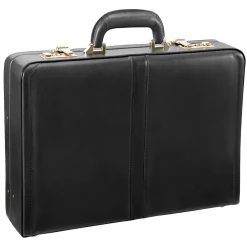 Reagan Attache Briefcase, Top Grain Cowhide Leather, Black (80445)<McKlein Sale