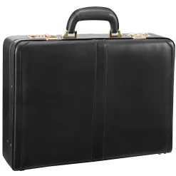 Reagan Attache Briefcase, Top Grain Cowhide Leather, Black (80445)<McKlein Sale