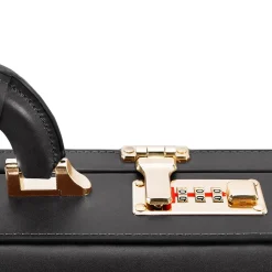 Reagan Attache Briefcase, Top Grain Cowhide Leather, Black (80445)<McKlein Sale