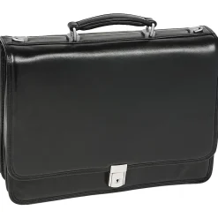 River North Triple Compartment Laptop Briefcase, Full Grain Cashmere Napa Leather, Black (43555)<McKlein Discount