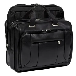 S Series Laptop Briefcase, Black Leather (15715)<McKlein Clearance