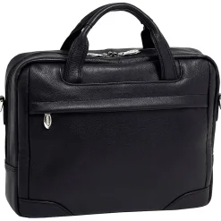 S Series Laptop Briefcase, Black Leather (15485)<McKlein Clearance