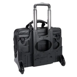 S Series Laptop Rolling Briefcase, Black Leather (15705)<McKlein Sale