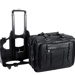S Series Laptop Rolling Briefcase, Black Leather (15705)<McKlein Sale