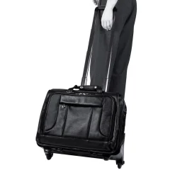 S Series Laptop Rolling Briefcase, Black Leather (15705)<McKlein Sale