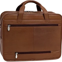 S Series, RIVER WEST, Pebble Grain Calfskin Leather, Fly-Through Checkpoint-Friendly Laptop Briefcase, Brown (15714)<McKlein Sale