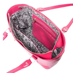 SAVARNA Fuchsia Genuine Leather Tote with Tablet Pocket, Large (97573)<McKlein New