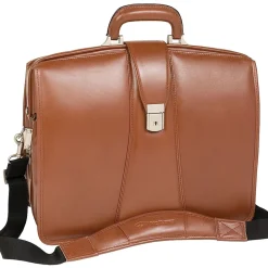 V Series, HARRISON, Top Grain Cowhide Leather,Partners Laptop Briefcase, Brown (83384)<McKlein Clearance