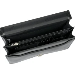 V Series, LEXINGTON, Top Grain Cowhide Leather,Flapover Double Compartment Briefcase, Black (83545)<McKlein Hot