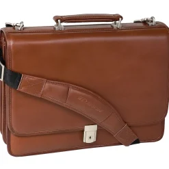 V Series, LEXINGTON, Top Grain Cowhide Leather,Flapover Double Compartment Briefcase, Brown (83544)<McKlein Sale