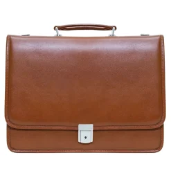 V Series, LEXINGTON, Top Grain Cowhide Leather,Flapover Double Compartment Briefcase, Brown (83544)<McKlein Sale