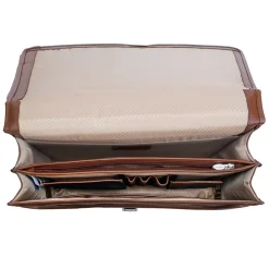 V Series, LEXINGTON, Top Grain Cowhide Leather,Flapover Double Compartment Briefcase, Brown (83544)<McKlein Sale