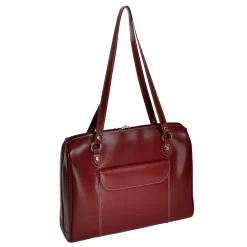 W Series, GLENVIEW, Genuine Cowhide Leather, Ladies' Laptop Briefcase, Red (94746)<McKlein New