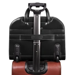 W Series Laptop Briefcase, Black Leather (96185A)<McKlein New
